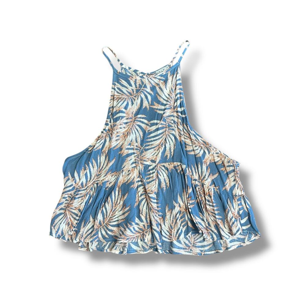 Sadie & Sage Palm Leaf Halter Swing‎ Tank Festival Anthropologie Vibes Medium